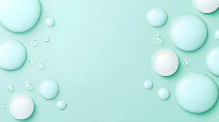 Aqua drops background, pastel green, skincare, beauty, cosmetic product mock-up, website banner.
