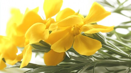 Obraz premium Radiant Yellow Flowers in Bloom: A Close-Up of Nature's Beauty