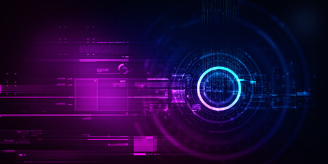 2d illustration Abstract futuristic electronic circuit technology background
