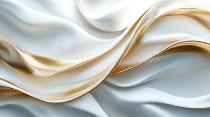 Obraz premium Elegant gold and white silk fabric waves. Background use for luxury product promotion.