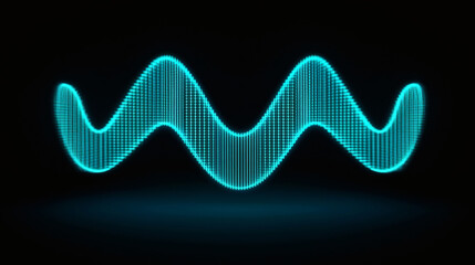 Abstract glowing cyan wave pattern on black background.