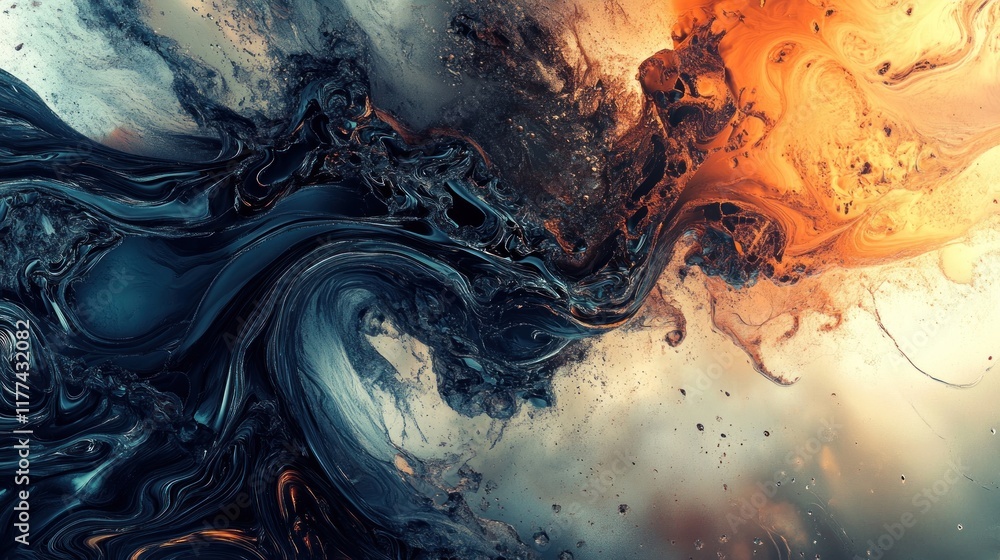 Aufkleber an abstract swirl of dark and vibrant colors, evoking motion and fluidity.