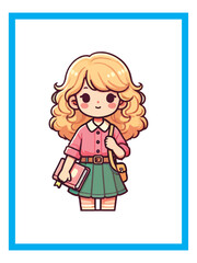 vector of beautiful girl reading a book