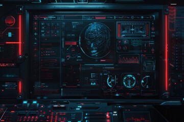 Futuristic Control Panel with a Wired Face
