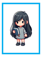 vector of beautiful girl reading a book