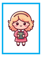 vector of beautiful girl reading a book