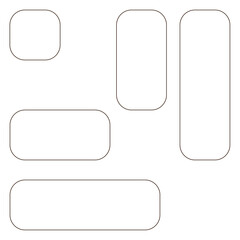 Simple rounded corners rectangles icons set - can be used as buttons, flame.Rounded corner radius 150.