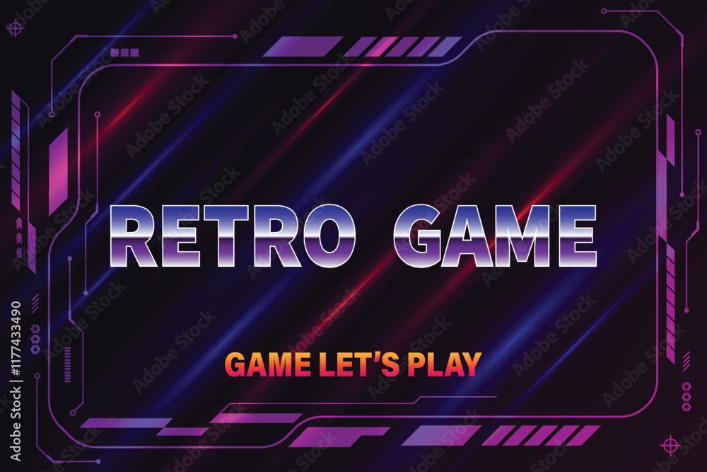Poster arcade retro game. let's play. pixel art background. 8 bit game. retro game. for game assets in vect