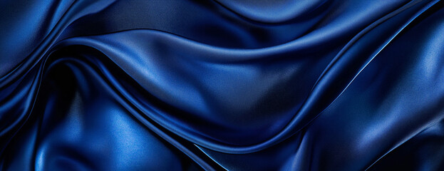 Fototapeta premium Close-up of a royal blue fabric texture background with copy space. 