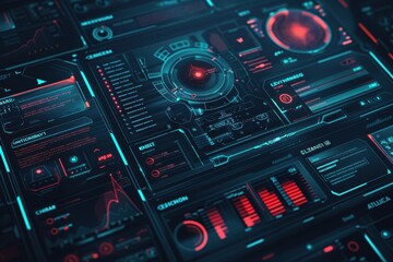 Obraz premium Futuristic Interface with Red and Blue Illuminated Graphics