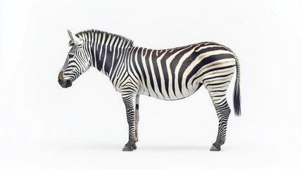 Naklejka premium Zebra Standing Profile on White Background