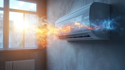 Faulty air conditioner emitting hot and cold air.