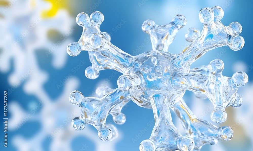 Poster microscopic view of a complex molecule structure.