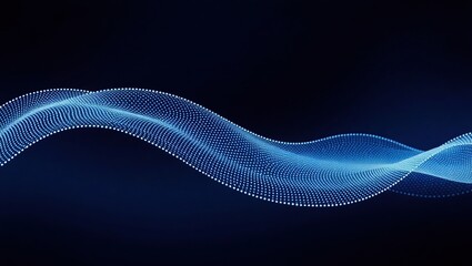 Abstract Blue Wave Of Illuminated Dots