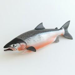 Obraz premium A 3D salmon with shadow effects highlighting every curve and detail against a clean white backdrop