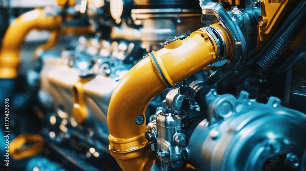 Poster Close-up of a detailed engine component showcasing intricate design and engineering.