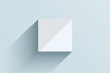 A white square with a thin shadow at the bottom, vector illustration, simple shapes, flat design.