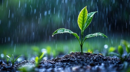 Seedling in the Rain
