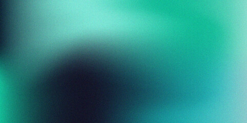 Abstract Teal and Black Gradient Blur Background. Modern Soft Focus Design for Digital Art, Creative Branding. Blurred gradient on dark grainy background, glowing light spot, copy space