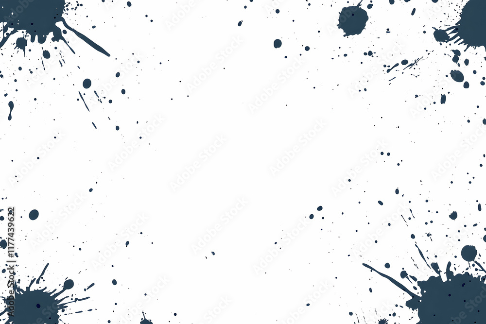Poster abstract ink splatter frame, perfect for adding text or images. stylish dark blue ink blot border on