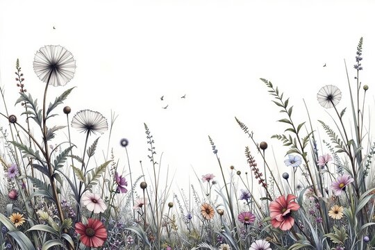 Fototapeta AI sfondo con fiori e rami 02