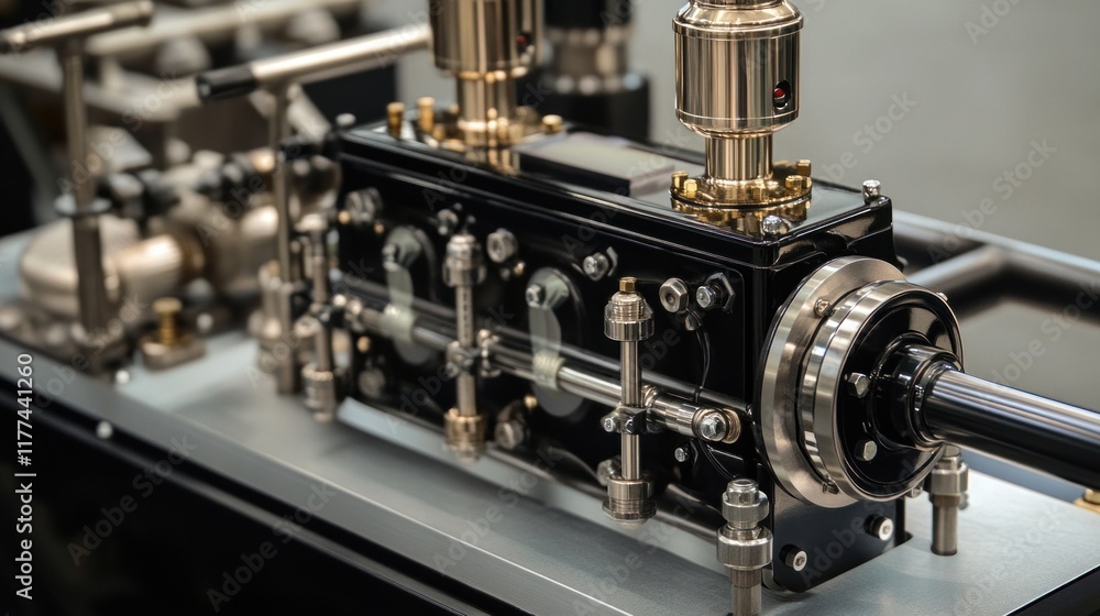 Poster detailed view of a mechanical engine component showcasing precision engineering.