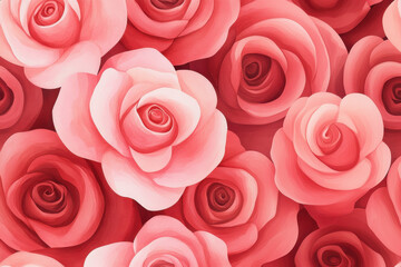 Fototapeta premium Valentine Background Concept, Vibrant pink roses create beautiful watercolor inspired background