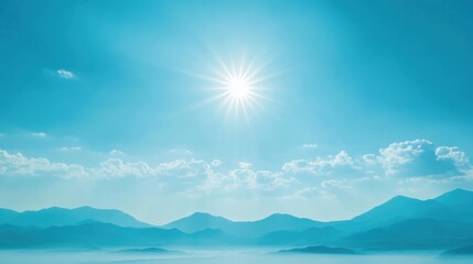 Obraz premium Serene Mountain Landscape Under a Bright Blue Sky