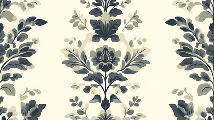 Elegant Floral Design Featuring Dark Grey Flowers and Leaves