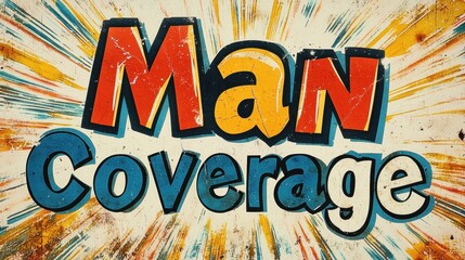 Create "Man Coverage" Text in Royal Blue, Red, White, Navy, 