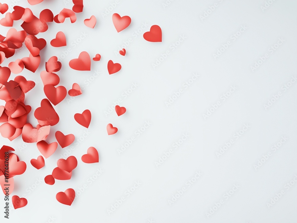 Poster white background with a red heart pattern