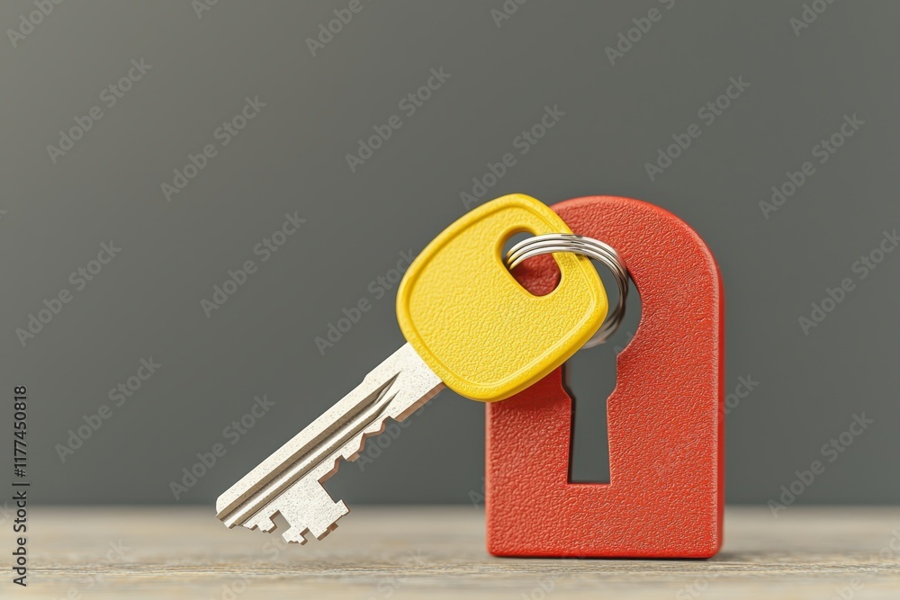 Poster connecting loneliness and solitude concept. a colorful key inserted into a bright padlock, symbolizi