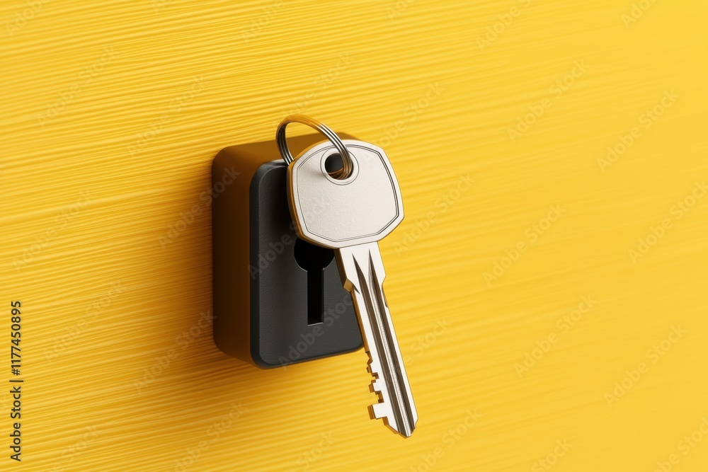 Poster connecting loneliness and solitude concept. a close-up of a key inserted into a black keyhole on a v