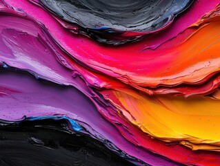 Obraz premium Vibrant layers of paint create abstract colorful patterns.