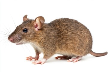 Brown Rat on White Background