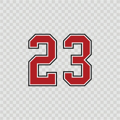 Obraz premium Silhouette sketch cut-out figures or print. jersey sport number 23 sketch vector isolated