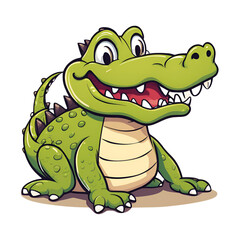 Naklejka premium Cute cartoon alligator sitting and smiling happily