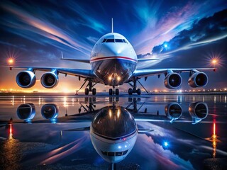 Ilyushin IL-96 Airliner at Moscow Airport Night, 2011 - Majestic Night Flight Scene