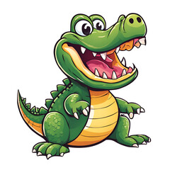 Fototapeta premium Happy green cartoon crocodile character smiling