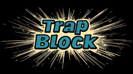 Design "Trap Block" Text in Teal, Black, Gold, Rounded Comic 
