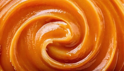 Swirling Caramel Delight: A close-up, macro shot captures the rich, golden swirls of smooth, melted caramel, tempting taste buds with its luscious texture and sweet aroma.  