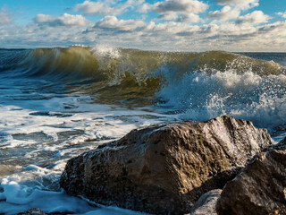 Waves crashing on Bournemouth Beach (Bournemouth, Branksome)