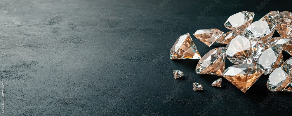 Aufkleber scattered diamonds on a dark surface creating a glamorous effect.