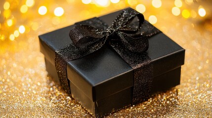 black gift for birthday holidays. Selective focus