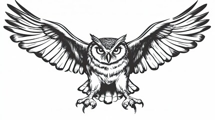 Obraz premium Majestic Owl In Flight Wings Spread Wide