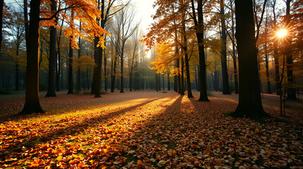 Obraz premium Autumn/Fall: The season that comes after summer and before winter, known for its cool temperatures and the changing of leaves on trees. Leaves/Leaf: The defining feature of autumn, as the leaves of de