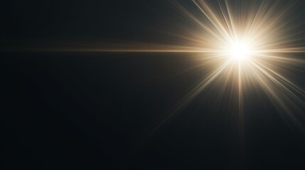 Radiant Blue Lens Flare on Black Background - Photorealistic Light Effect with Sharp Edges