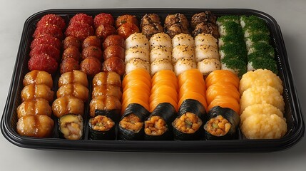 Sushi Platter: A Vibrant Array of Maki, Nigiri, and Balls in a Modern Style