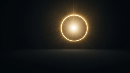 Ethereal Halo Light Effect on Black Background - Photorealistic Radiant Glow with Soft Beams