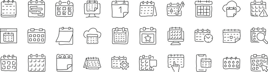 icon set illustration handwriting calender icons